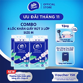Khăn giấy rút cao cấp Vinda Deluxe 3 lớp 90 tờ size M (5 Gói)