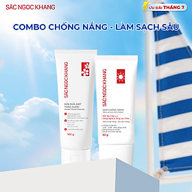 Bộ đôi giúp làm sạch và bảo vệ da Sắc Ngọc Khang: Sữa rửa mặt 100g + Kem chống nắng 50g