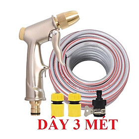 Bộ dây vòi xịt nước rửa xe, tưới cây . tăng áp 3 lần, loại 3m, 5m 206701-1 đầu đồng,cút,nối nhựa đen+ tặng đai