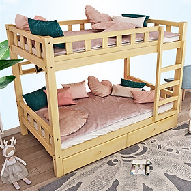 Giường tầng gỗ thông cho bé cao cấp kích thước 100x190x160cm