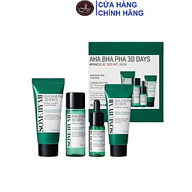 Bộ kit 4 sản phẩm dưỡng da làm giảm mụn some by mi aha-bha-pha 30 days miracle ac sos kit