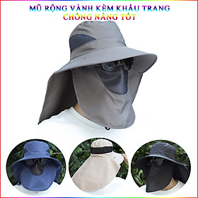 Mũ Rộng Vành Kèm Mặt Nạ Chống Nắng Có Thể Tháo Rời