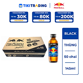 Thùng 50 chai Nước tăng lực Red Bull Black với Kẽm+B12 145ml