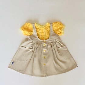 Yếm bé gái Nâu kem áo vàng ngắn tay - AICDBG0XOARI - AIN Closet