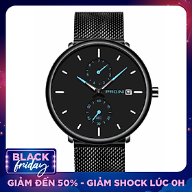 Đồng Hồ Nam Pagini Dây Titanium Mặt Tròn Sang Trọng, Kính Cao Cấp Chống Trầy Xước Siêu Tốt, Hiển Thị Lịch Ngày, Máy Nhật Siêu Bền - Phong Cách Nam Tính - Lịch Lãm - Đẳng Cấp - Thời Thượng