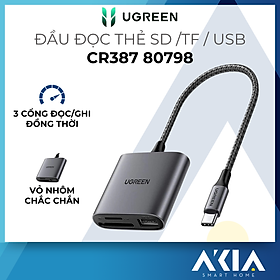 Mua Đầu đọc thẻ SD /TF / USB A Ugreen CM387 80798 - Chuẩn USB 3.1 Type-C  Vỏ nhôm cao cấp - Hàng chính hãng