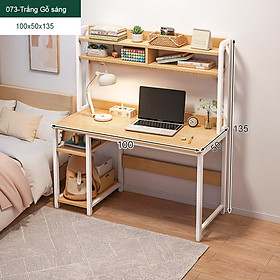 Mua Bàn làm việc  bàn học chân sắt thiết kế kèm giá sách 2 tầng rất tiện lợi  mặt bàngỗ công nghiệp được bo góc để trách va đập