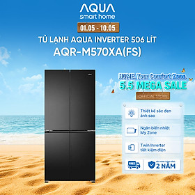 Tủ lạnh Aqua Inverter 506 lít 4 cánh AQR-M570XA(FS) - Bảo hành 2 năm - Freeship toàn quốc - Hàng chính hãng