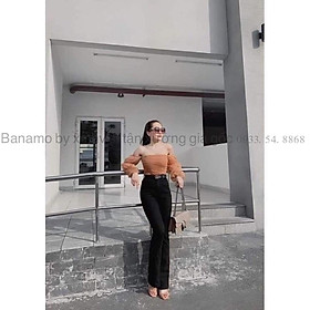 Quần jean ống loe 3 màu sang chảnh siêu hack dáng thời trang Banamo Fashion 463