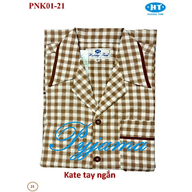 Bộ Pyjama HUONGTAM Kate tay ngắn nam cao cấp(PNK02N16). Chất liệu Kate loại tốt: mềm mại, thoáng mát, không phai màu