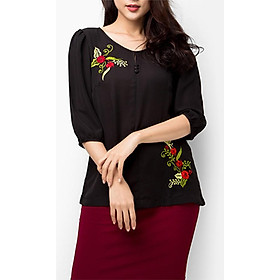 Áo Kiểu Nữ Thêu Hoa An Thuỷ 769 - Đen