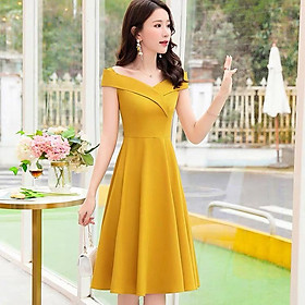 Đầm voan nữ trễ vai chất lụa voan cao cấp HHP 543R