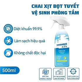 Chai Xịt Bọt Tuyết Vệ Sinh Nhà Tắm SEAWAYS - có 2 đầu xịt rửa đa năng - Chai 500ml