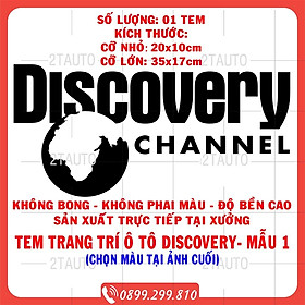 Hình ảnh Tem xe chữ DISCOVERY CHANNEL dán ô tô xe máy nhiều kích cỡ, chống thấm nước, logo DISCOVERY trang trí xe hơi - MẪU 1