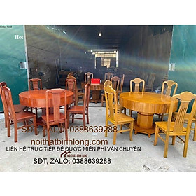 Bộ bàn ghế ăn bàn tròn 6 ghế gỗ hương vân nam phi