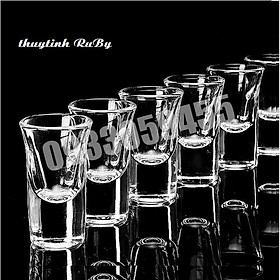 Hình ảnh Bộ 6 Ly Rượu Shot Thủy Tinh cao cấp 34ML, Ly uống Rượu đế dày wine glass