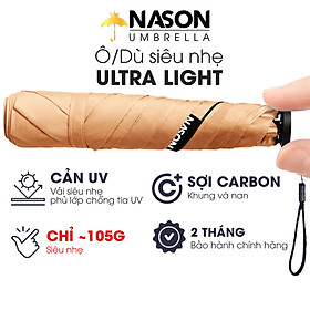 Ô dù cầm tay siêu nhẹ 105g cho phái đẹp, chống tia UV - Nason Feather Umbrella for Lady - Dù gấp gọn bỏ túi Nason