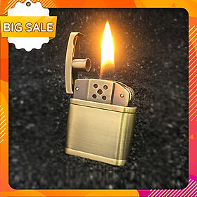 Vỏ Hột Quẹt Bật Lửa Xăng Đá Dolphin HY683 Thiết Kế Độc Lạ Sang Trọng Màu Vàng - Dùng Xăng Bấc Đá Cao Cấp