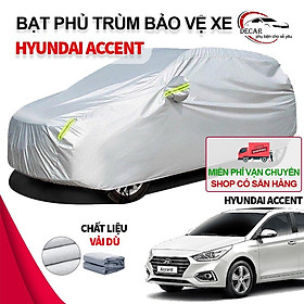 Bạt che nắng mưa bảo vệ xe ô tô Accent, bạt vải dù Oxford cao cấp bạc che ô tô 5 chỗ xe hơi 3 lớp