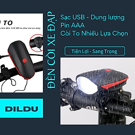 Đèn xe đạp - Đèn Pha xe đạp sử dụng pin AAA - Còi To - Chống Nước - Dễ dàng thay pin không cần chờ sạc - Pin Xanh Dương