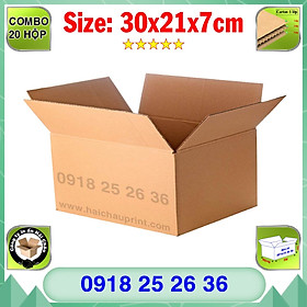  20 Hộp Carton, KT: 30x21x7cm, Hộp carton, Thùng carton, Hộp đóng hàng, Thùng đóng hàng, Hộp carton 3 lớp