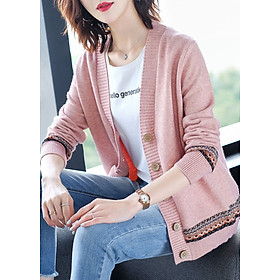 Áo Cardigan Nữ Họa Tiết Xinh Thời Trang Korea ALN037 MayHomes Mẫu Mới Mùa Xuân - Hồng - One Size