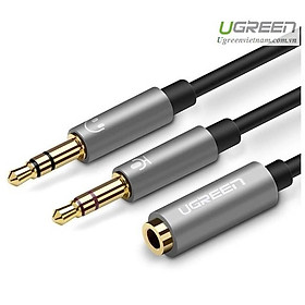 Mua Dây Audio chuyển tai nghe 3.5mm sang 2 đầu Mic và Tai nghe đầu mạ vàng dài 20CM UGREEN AV140 10790 - Hàng chính hãng