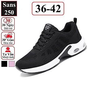 Giày thể thao nữ sneaker Sans250 chất vải thoáng mát đệm khí êm chân màu đen hồng tím size lớn bigsize 40 41 42 cổ thấp