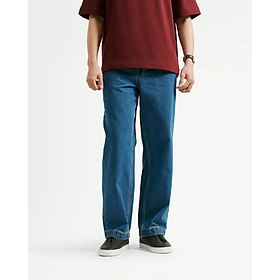 Quần Jean Nam Thêu Logo Nhỏ Màu xanh đậm Form Straight - ROUTINE 10F25DPA004