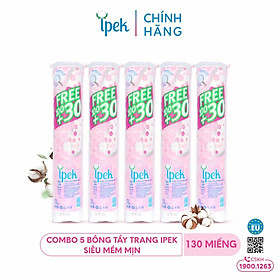Combo 5 bông tẩy trang ipek 130 miếng