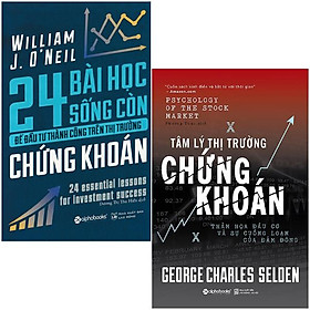 Combo sách thị trường chứng khoán: 24 bài học sống còn để đầu tư thành công trên thị trường chứng khoán + tâm lý thị trường chứng khoán