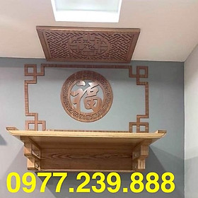 Mua bàn thờ gỗ sồi nga 61cm full bộ - đủ bộ bàn+viền+ckhói+chữ - ngang 61 sâu 41