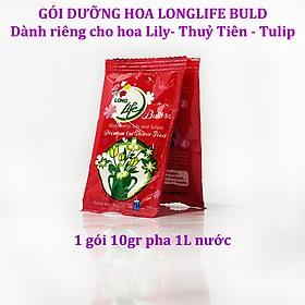Thuốc cắm hoa Lily lâu tàn nhập khẩu Israel (1 hộp 5 gói pha 50L nước că) hiệu Longlife Bulbs Premium 2023 giúp hoa tulip và hoa lily tươi gấp 2 lần và 14 ngày không thay nước