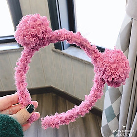 Băng đô cotton phối tai gấu thời trang hàn quốc - bờm tóc tai gấu dễ thương