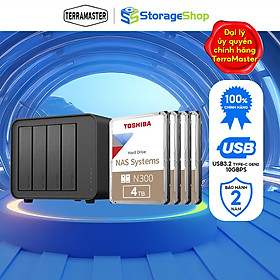 Mua Combo bộ Thiết bị lưu trữ DAS TerraMaster D4-320 4-bay kèm ổ cứng Toshiba NAS N300 24/7 Hàng chính hãng