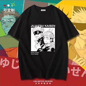 GIÁ XƯỞNG Áo Thun Tay Lửng Đen In Hình Anime Jujutsu Kaisen Gojo Satoru