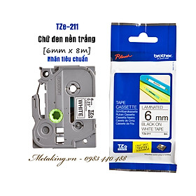 Mua Nhãn tiêu chuẩn Brother TZe-211  (6mm x 8m - Chữ đen trên nền trắng  chống thấm nước) - Hàng chính hãng