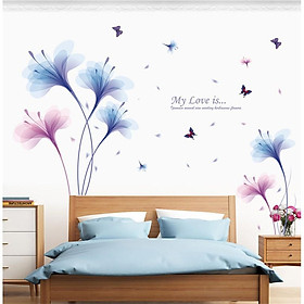 Decal dán tường hoa màu tím My Love is XL8262