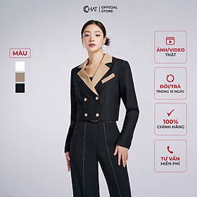 Áo Blazer Nữ Dáng Ngắn Cổ Cá Vai Chât Tuytsi Cao Cấp 62EHS8001ST