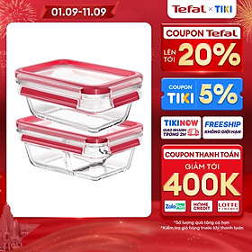 Mua Bộ 2 hộp thủy tinh vuông Tefal Masterseal Glass 450ml  800ml - đỏ