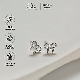 Khuyên tai bạc moonsilver bông tai bạc nữ hình nơ nhỏ đính đá