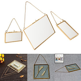 3pack Creative Clear Glass Picture Frame Display Frames W/ Hook & Chain