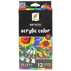 Hộp Giấy 12 Tuýp Màu Vẽ Acrylic CM-ACRYLIC-12P