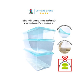 Mua Hộp Nhựa Thực Phẩm Chữ Nhật Nắp Kín Có Khay Ráo Nước Việt Son 2L