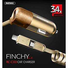 Mua Tẩu sạc ô tô REMAX RCC103  kèm dây 2 in 1 dùng cho nhiều loại điện thoại - Hàng chính hãng