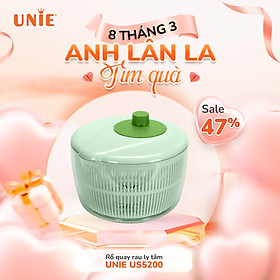 Rổ quay rau ly tâm Unie US5200 Làm khô thực phẩm nhanh chóng không bị dập nát, dung tích lớn 5,2L , Thao tác đơn giản bằng tay - hàng chính hãng