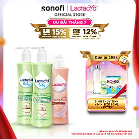 Bộ 2 Sữa Tắm Gội Trẻ Em Lactacyd Baby Extra Milky 500ml + 1 Dung Dịch Vệ Sinh Pro Sensitive 250ml