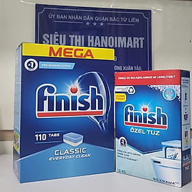 Viên rửa bát Finish 120 viên + Muối Finish 1.5kg dùng cho Máy Rửa Bát Chén