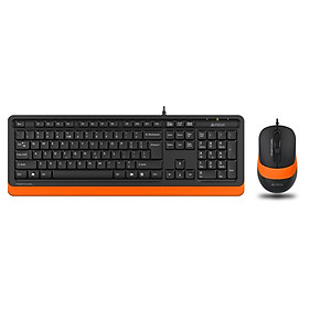 Shuangfeiyan (A4TECH) F1010 ultra-thin fashion keyboard and mouse wired set office home laptop mouse and keyboard set vitality orange