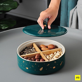 Mua Khay đựng bánh mứt gốm sứ cao cấp có nắp họa tiết sang trọng
